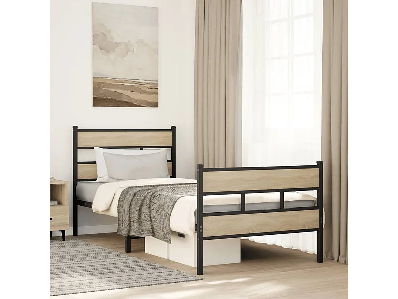 Metallbett ohne Matratze Sonoma-Eiche 100x190 cm