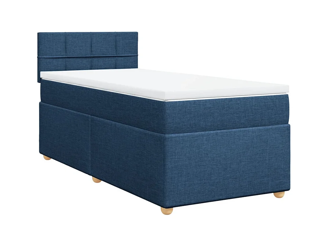 Sommier à lattes de lit avec matelas Bleu 100x200 cm Tissu