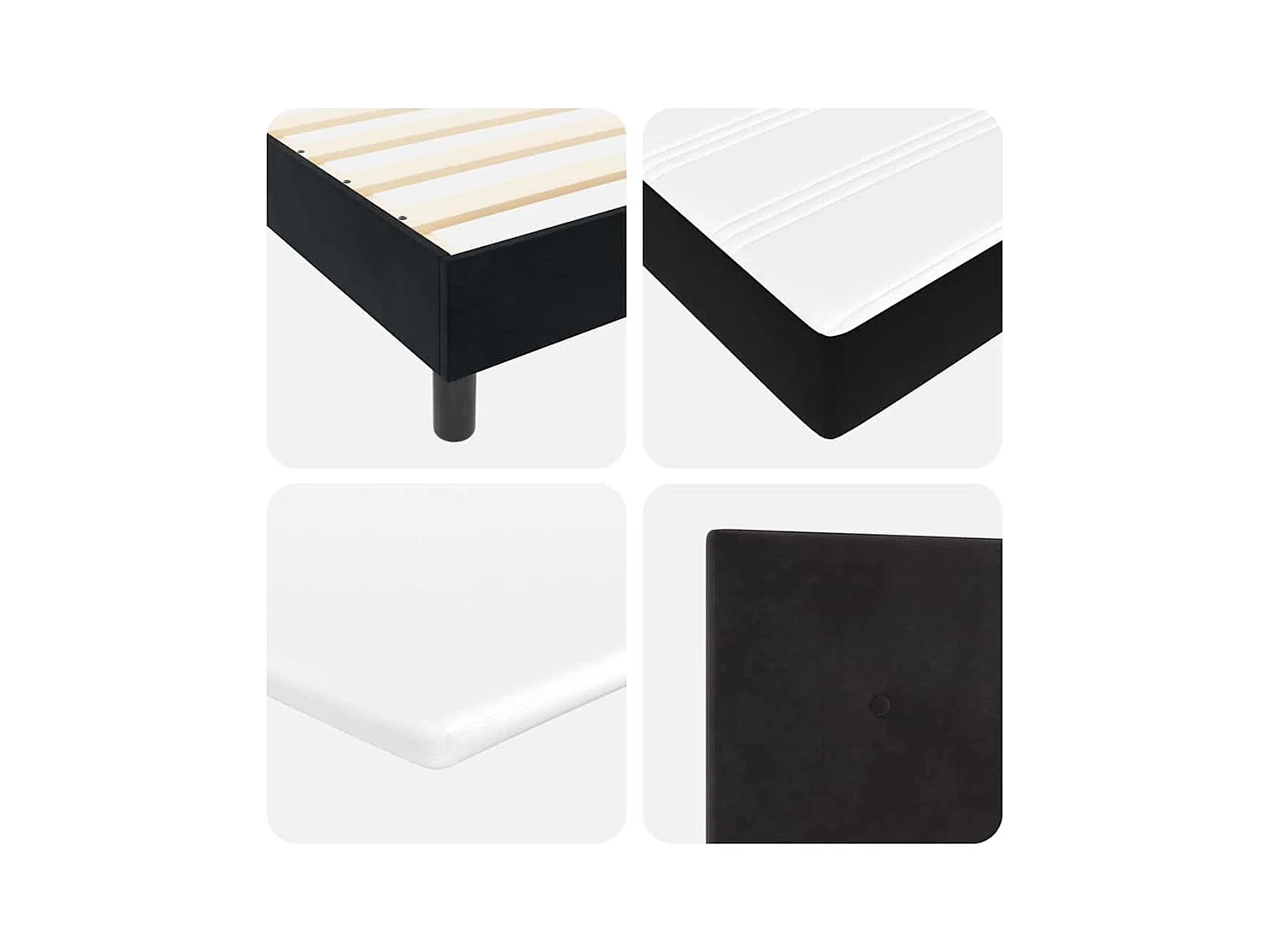 Letto a Molle con Materasso Nero 90 x 200 cm Tessuto