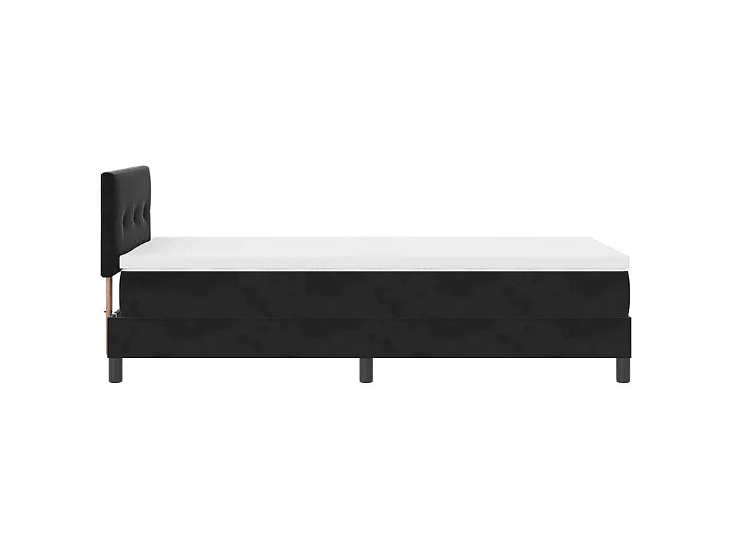 Cama tipo Box Spring con cabecera Negro 90 x 200 cm Terciopelo