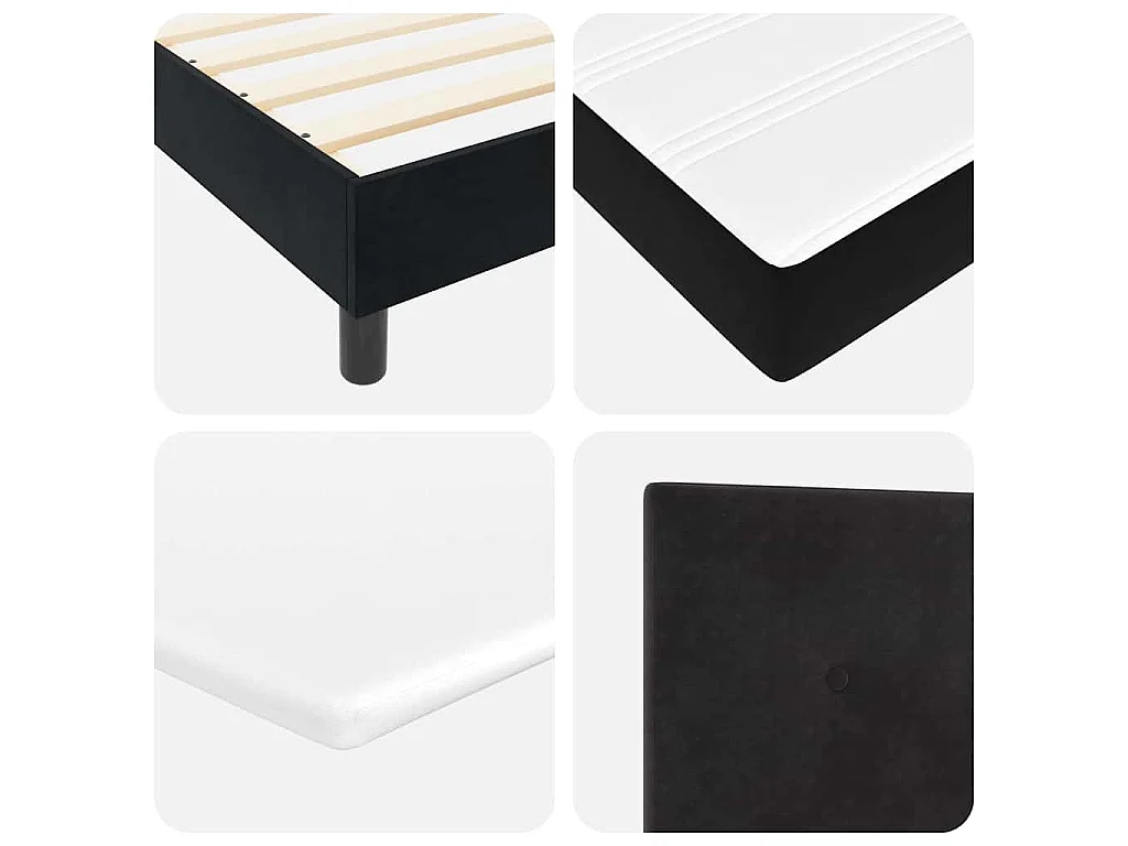 Cama tipo Box Spring con cabecera Negro 90 x 200 cm Terciopelo