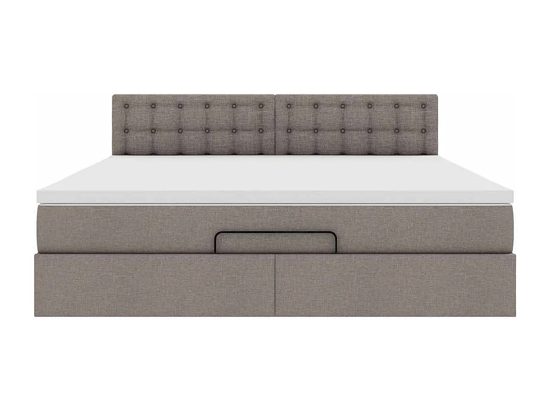 Cadre de lit ottoman avec matelas taupe 160x200 cm tissu