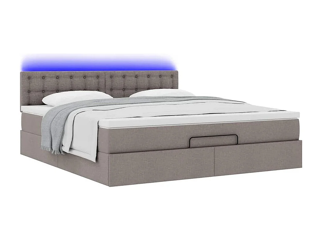 Struttura Letto Pouf con Materasso Tortora 160x200cm in Tessuto