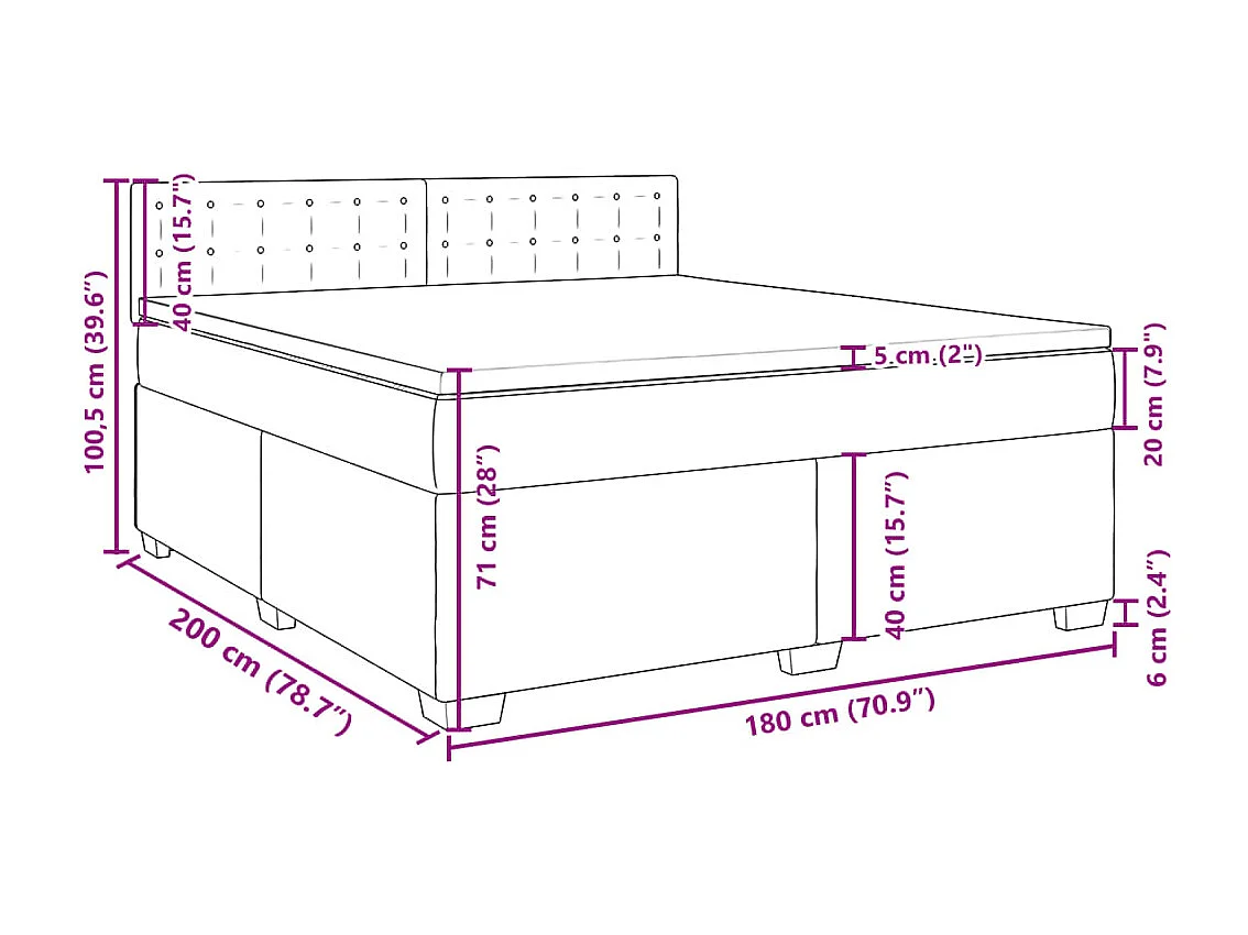 Boxspringbett mit Matratze Grau 180x200 cm Kunstleder