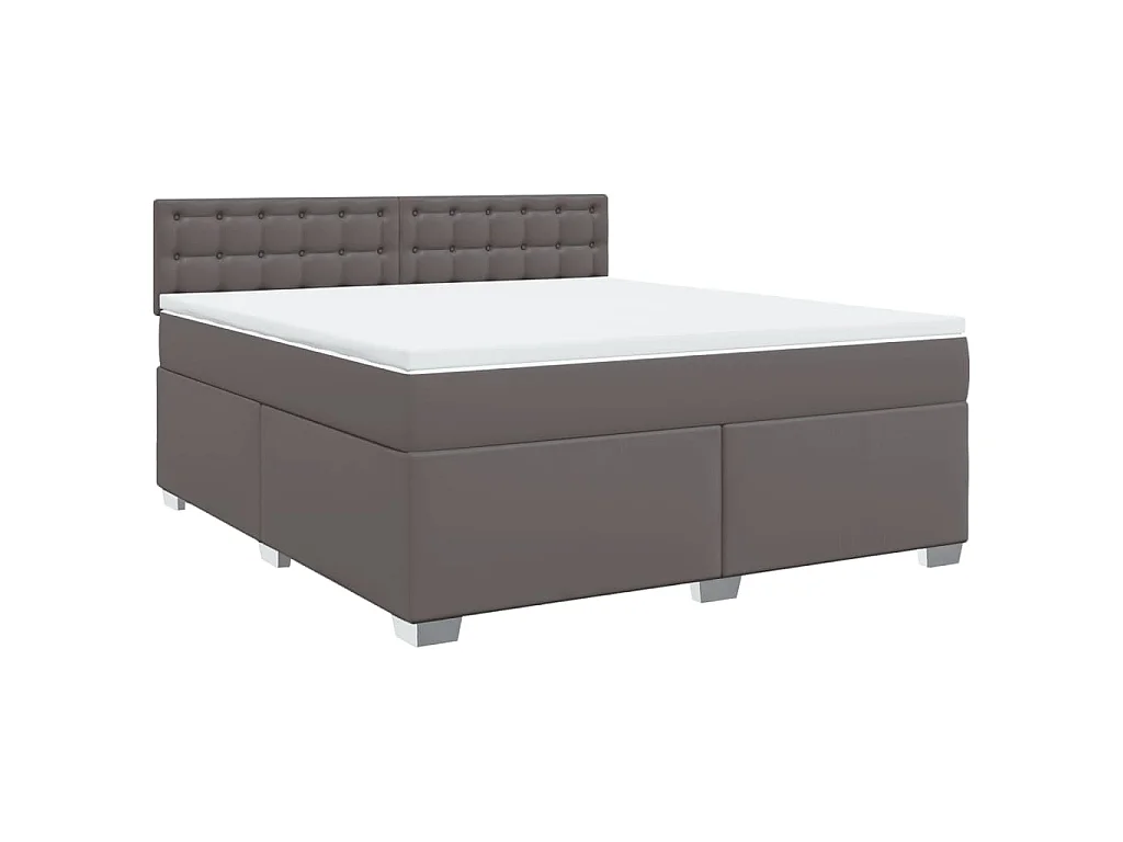 Sommier à lattes de lit avec matelas Gris 180x200 cm Similicuir