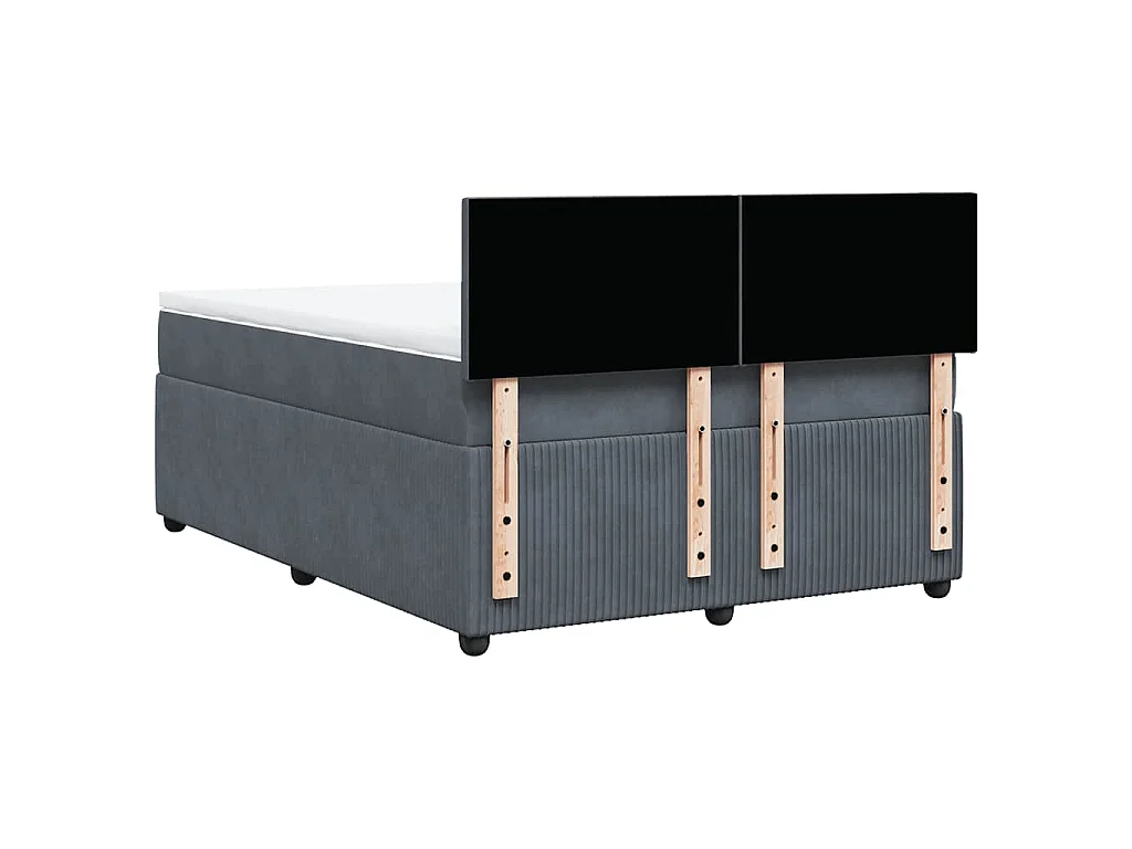 Cama box spring con colchón terciopelo gris oscuro 160x200 cm