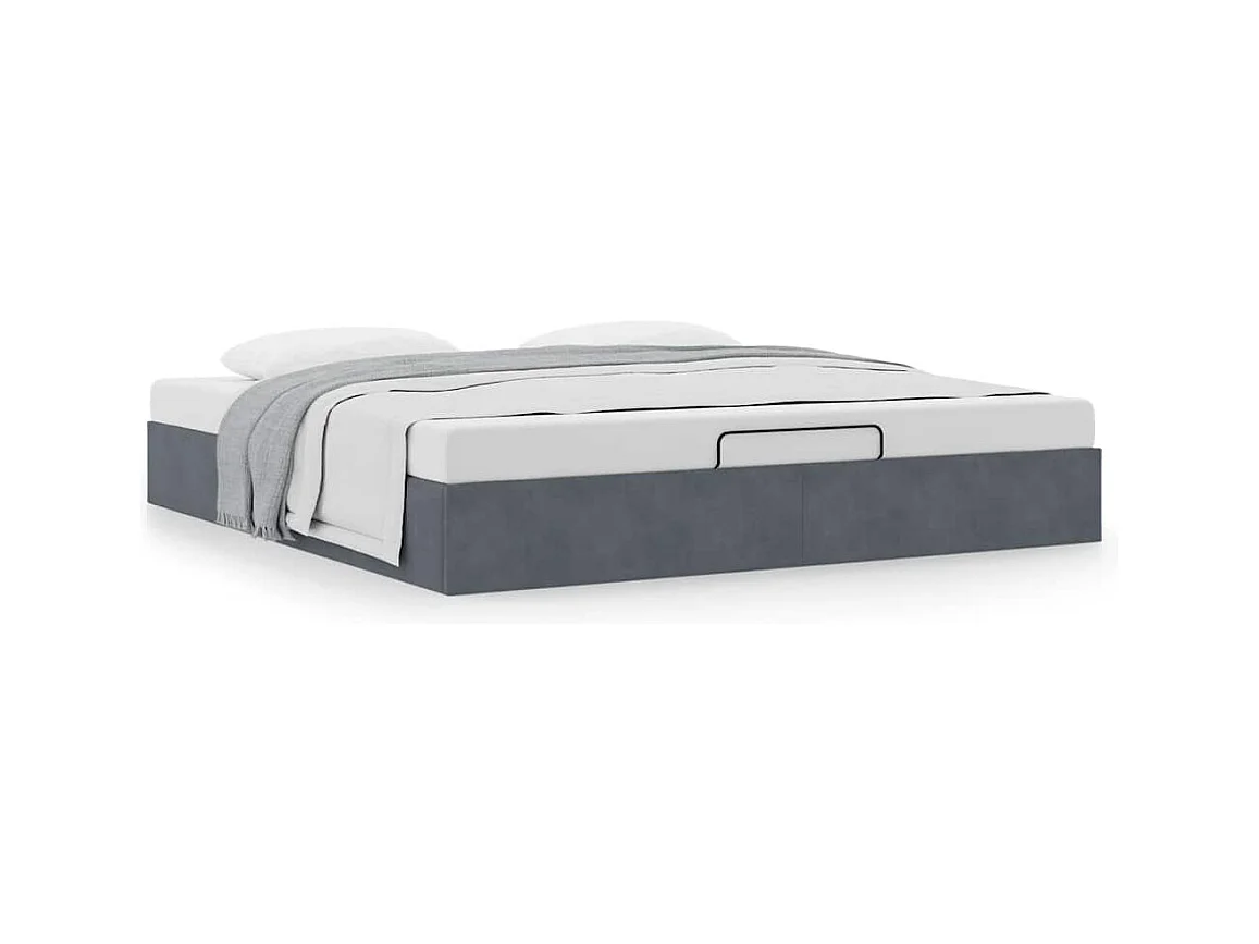 Cadre de lit ottoman sans matelas gris foncé 160x200 cm velours