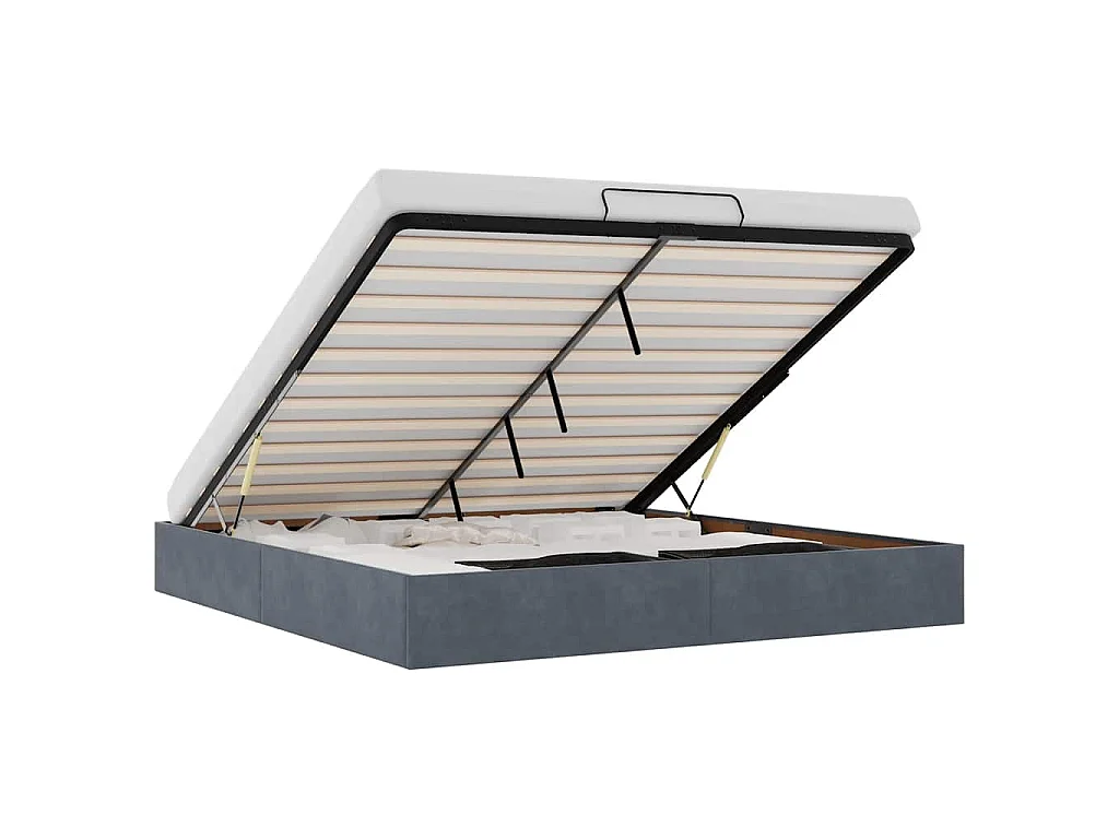 Estrutura de cama otomana sem colchão 160x200cm cinzento escuro