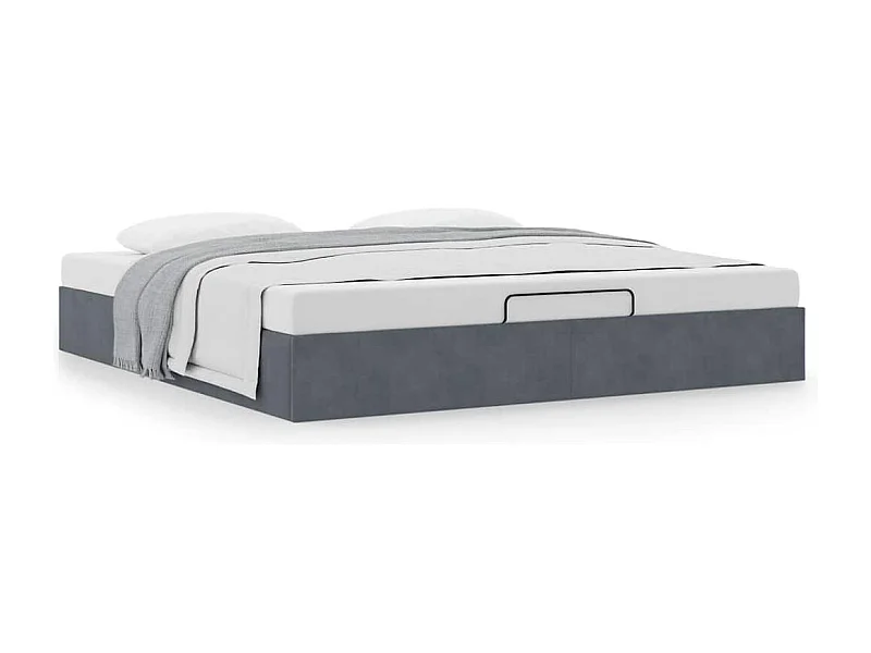 Cadre de lit ottoman sans matelas gris foncé 160x200 cm velours
