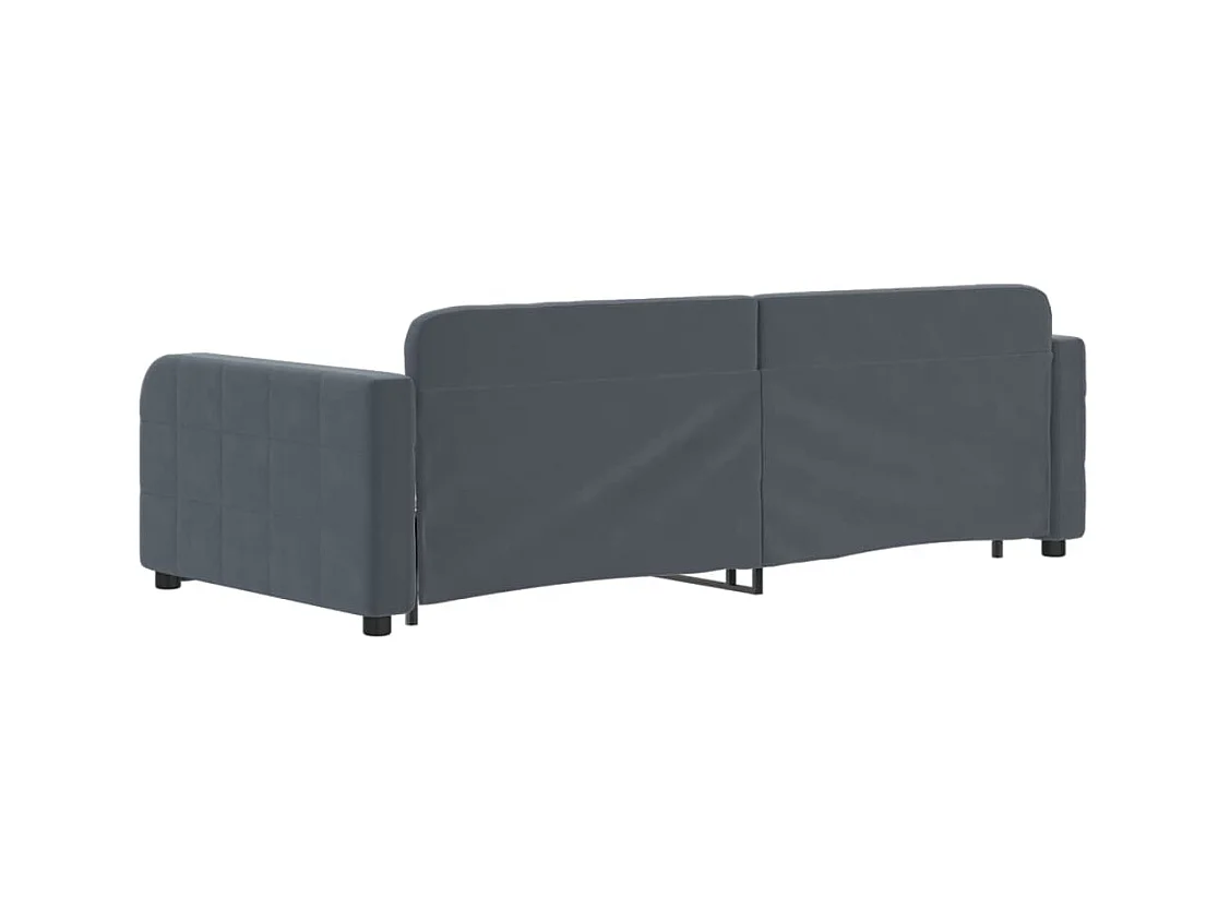 Lit de jour avec gigogne sans matelas gris foncé 90x200 cm