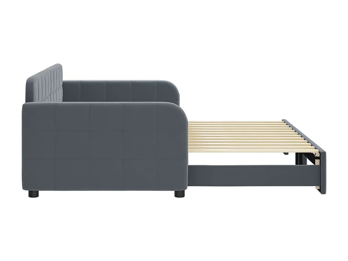 Lit de jour avec gigogne sans matelas gris foncé 90x200 cm