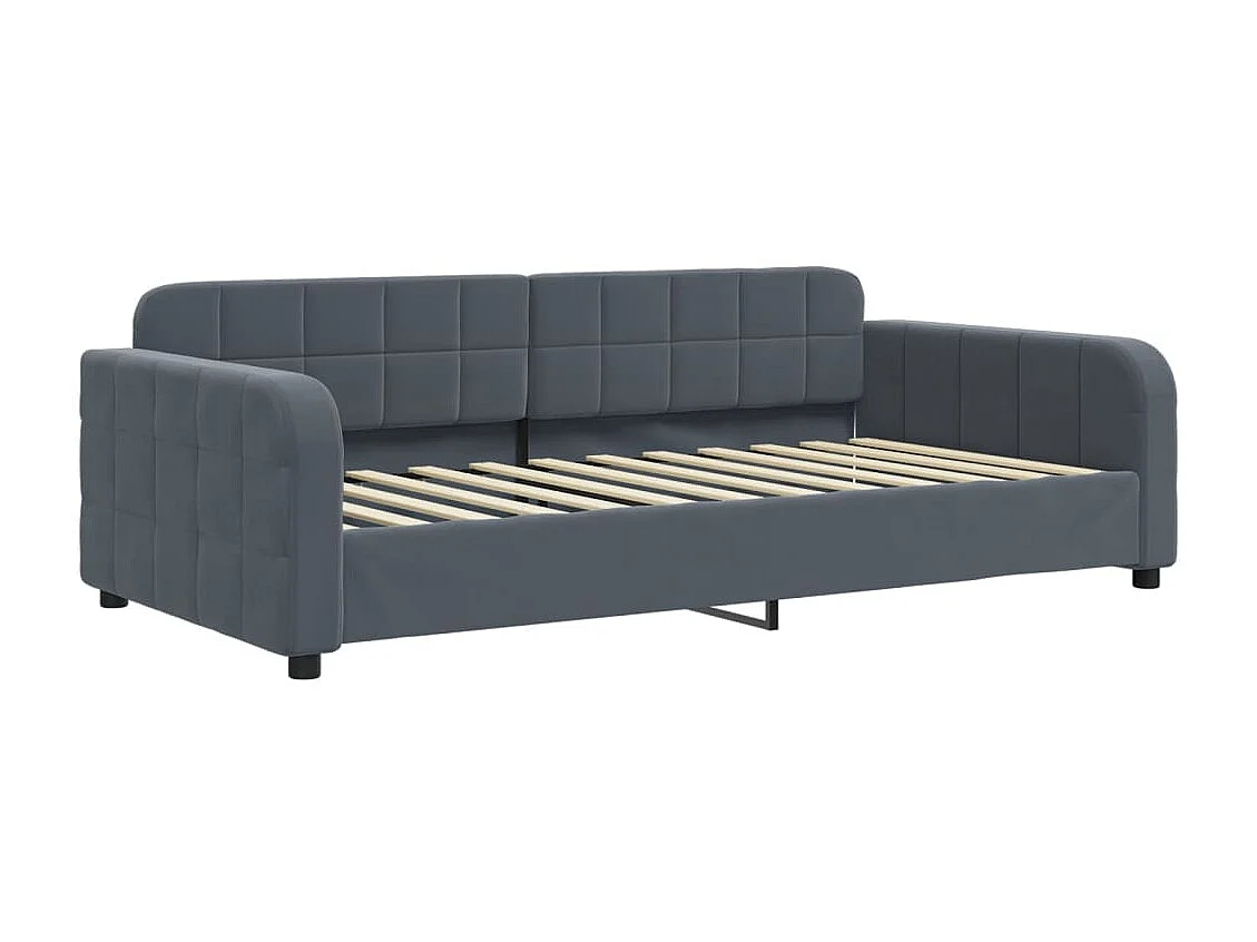 Lit de jour avec gigogne sans matelas gris foncé 90x200 cm