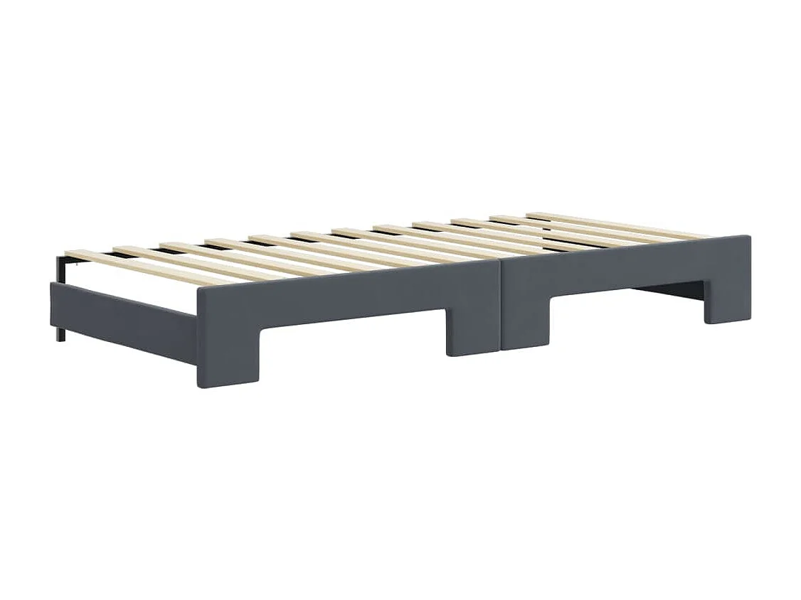 Lit de jour avec gigogne sans matelas gris foncé 90x200 cm