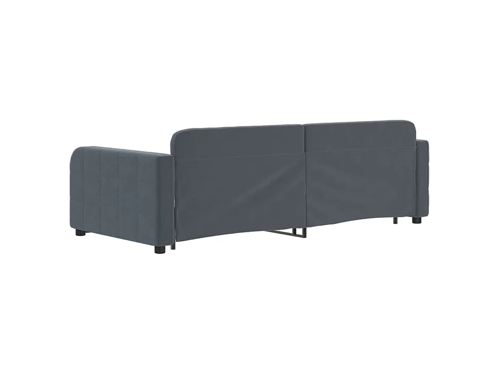 Divano Letto con Letto Estraibile Grigio Scuro 90x200cm Velluto