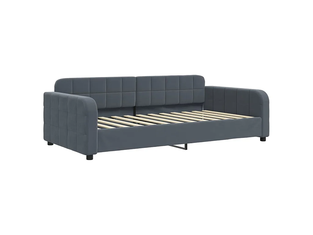 Divano Letto con Letto Estraibile Grigio Scuro 90x200cm Velluto
