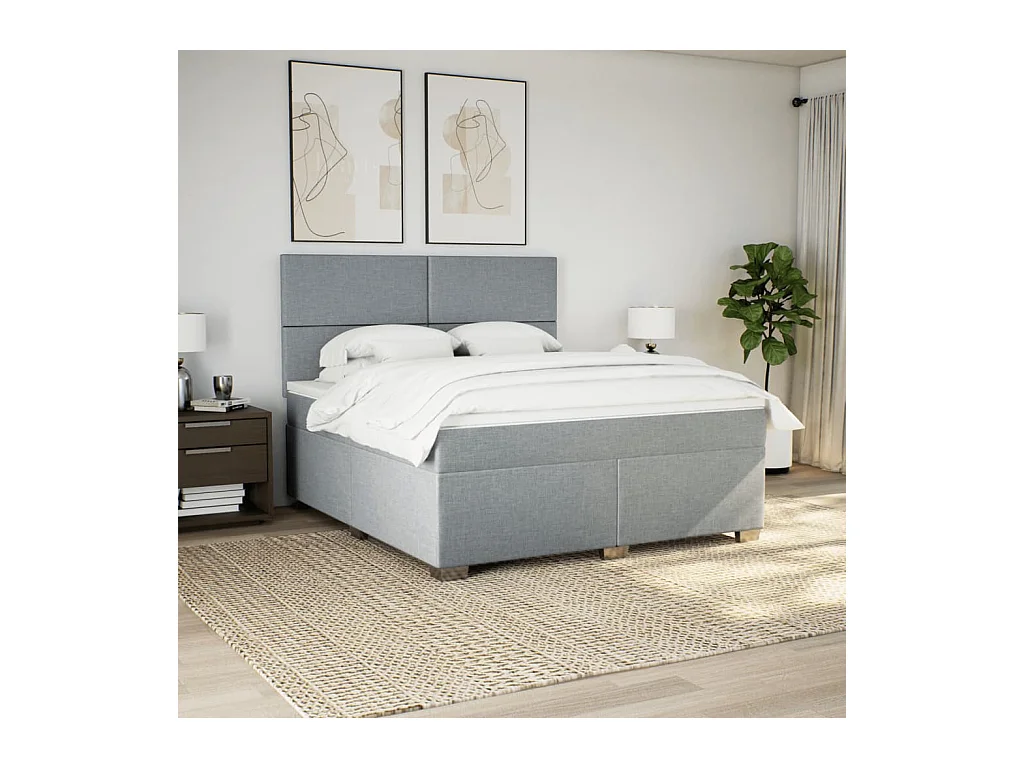 Giroletto a Molle con Materasso Grigio Chiaro180x200 cm Tessuto