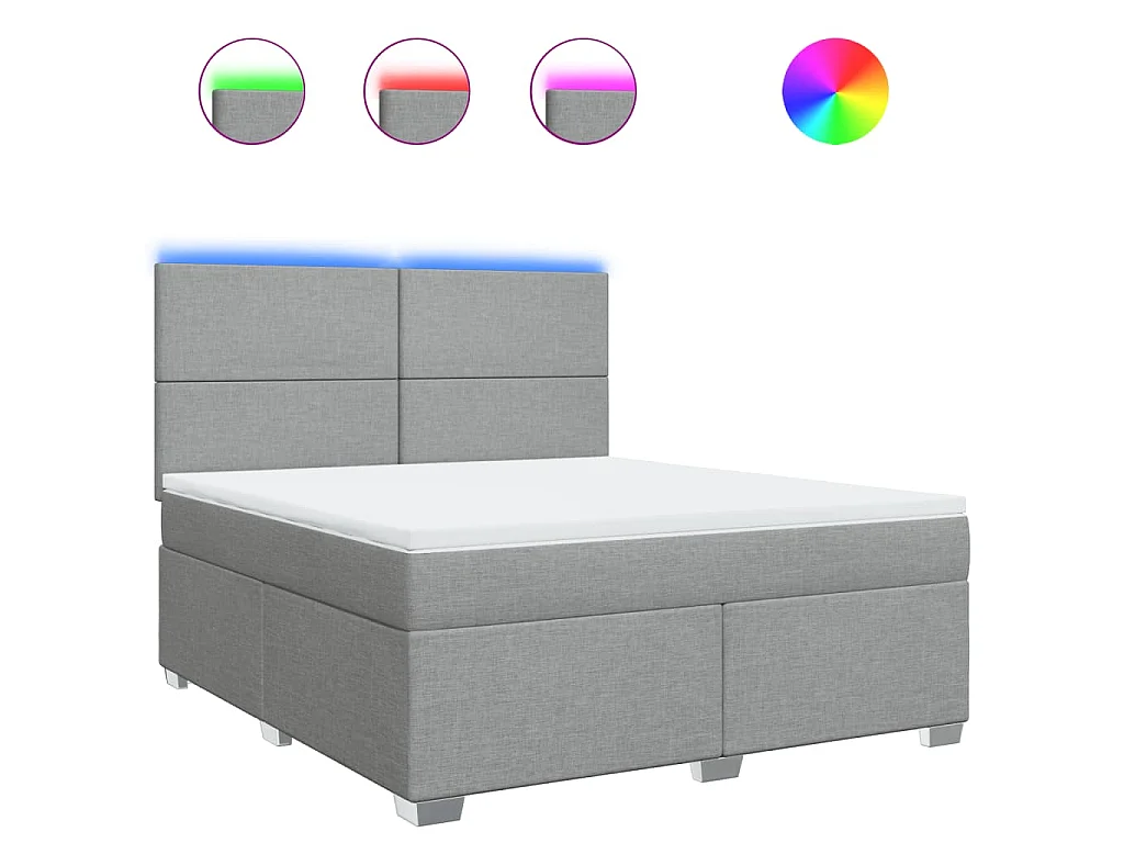 Boxspring met matras stof lichtgrijs 180x200 cm