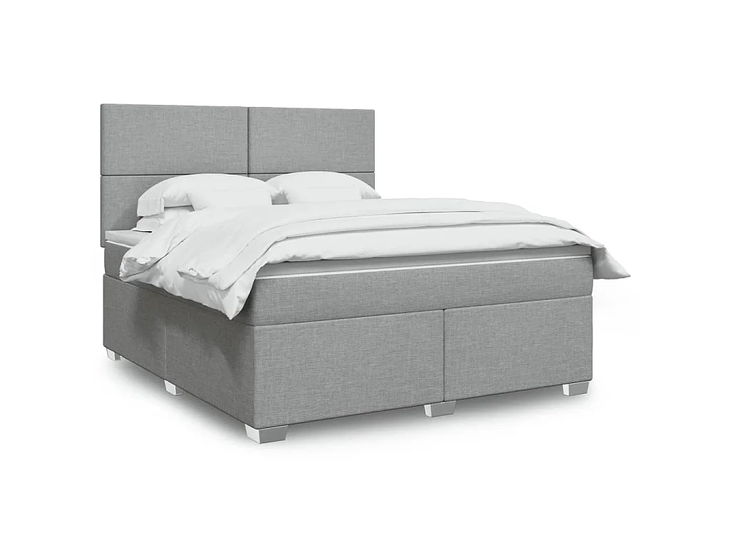 Boxspring met matras stof lichtgrijs 180x200 cm