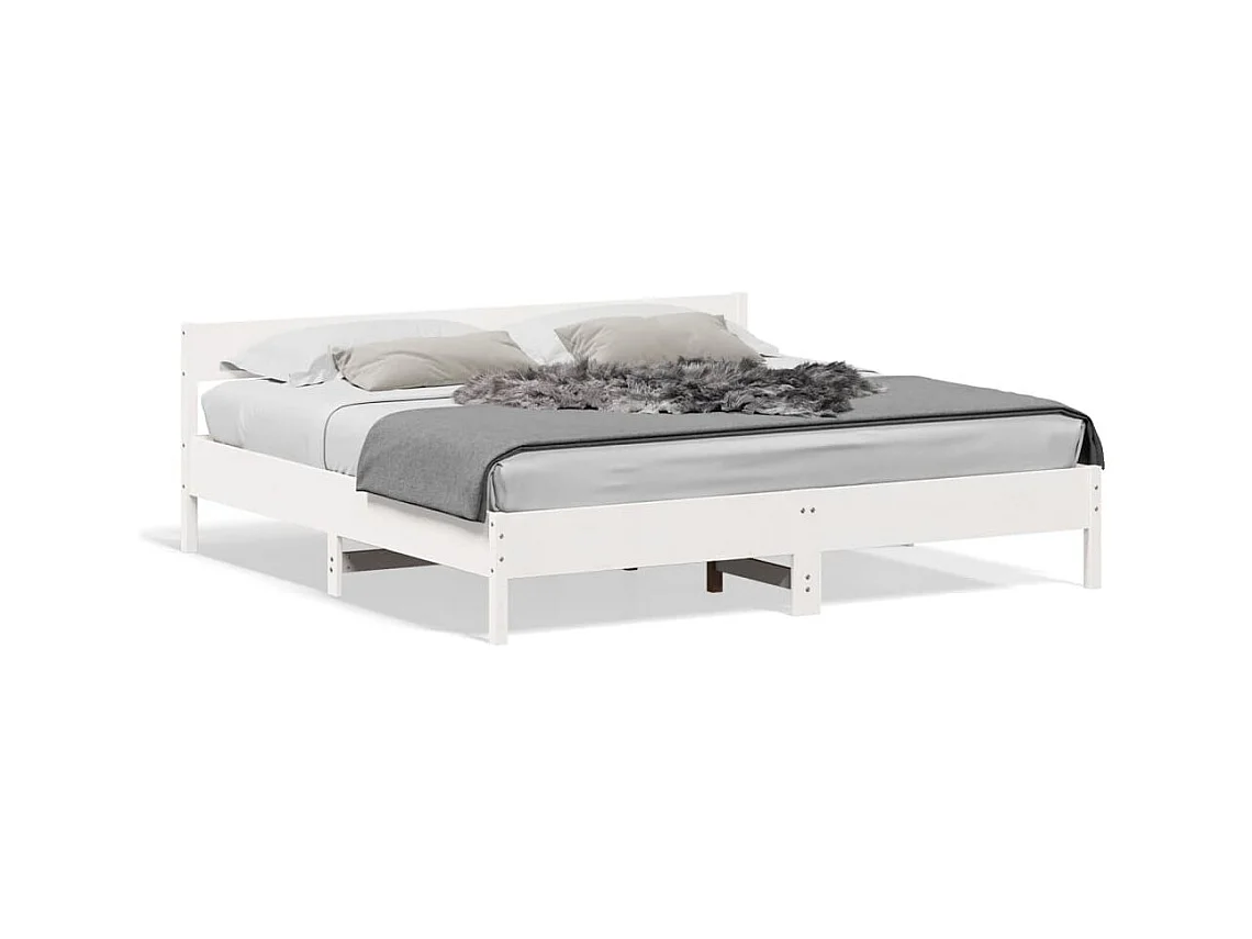 Cadre de lit sans matelas blanc 180x200 cm bois massif de pin