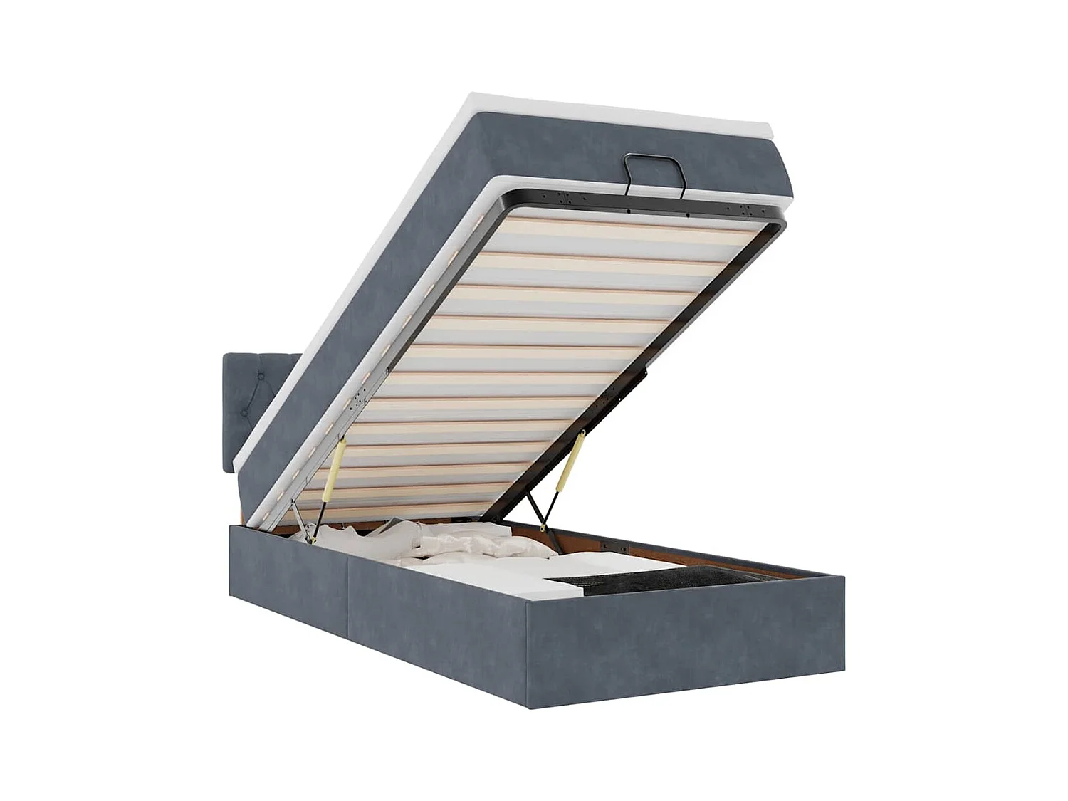 Ottoman bed met matras 90x200cm fluweel donkergrijs