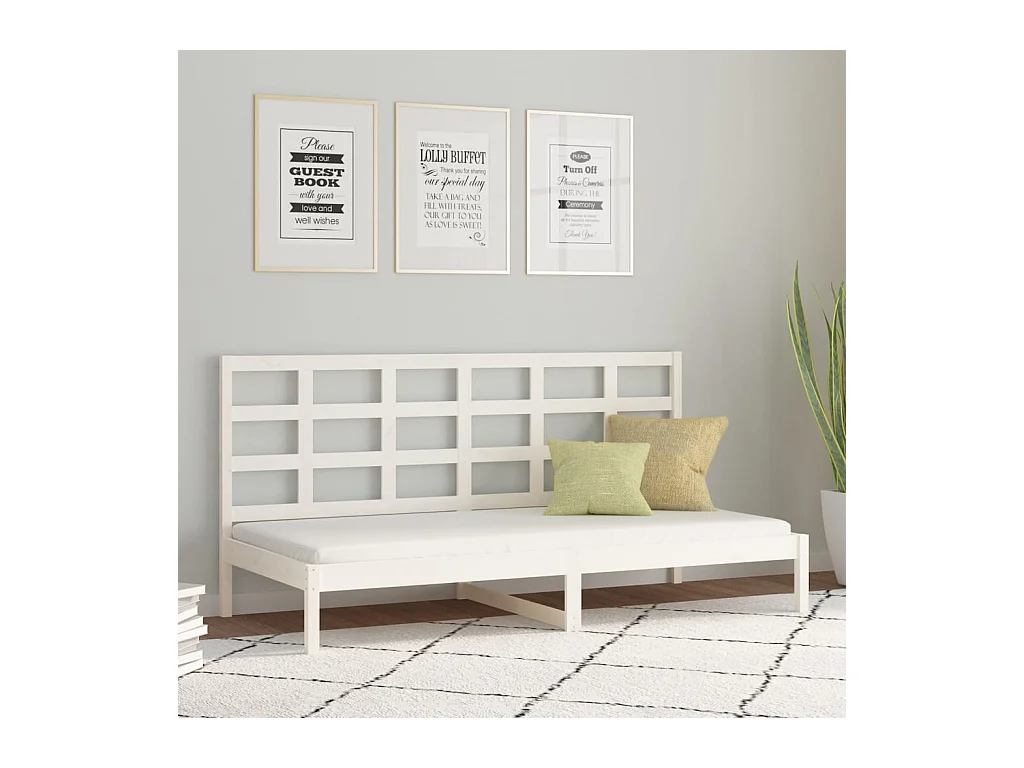 Lit de jour sans matelas blanc 90x200 cm bois de pin massif