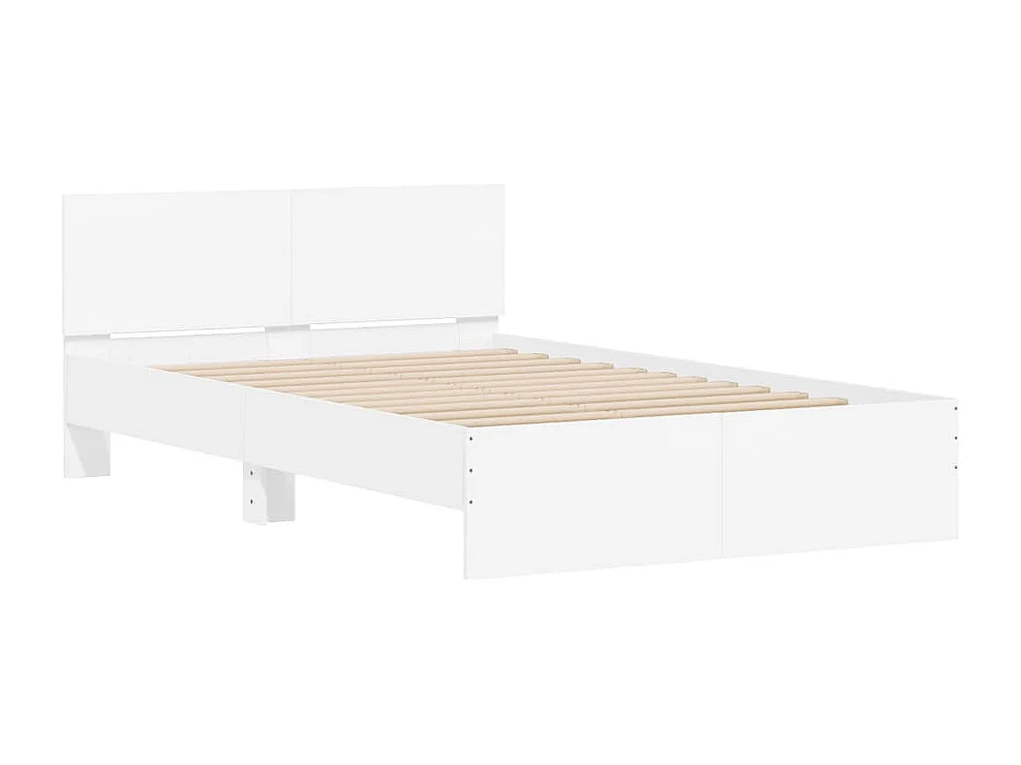 Cadre de lit avec tête de lit et LED blanc 140x200 cm