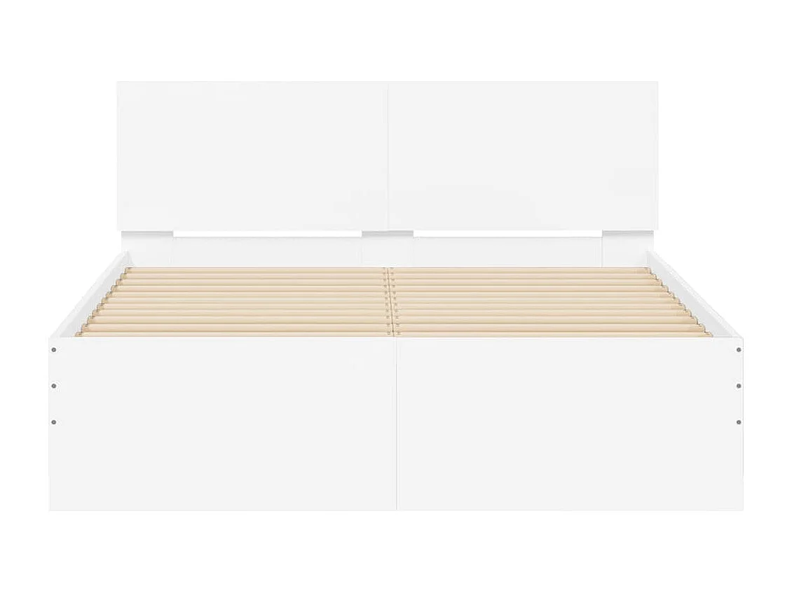 Cadre de lit avec tête de lit et LED blanc 140x200 cm