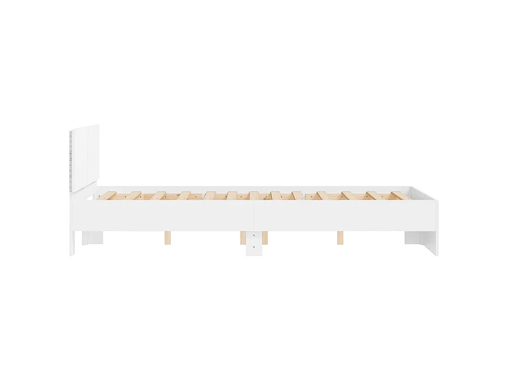 Cadre de lit avec tête de lit et LED blanc 140x200 cm