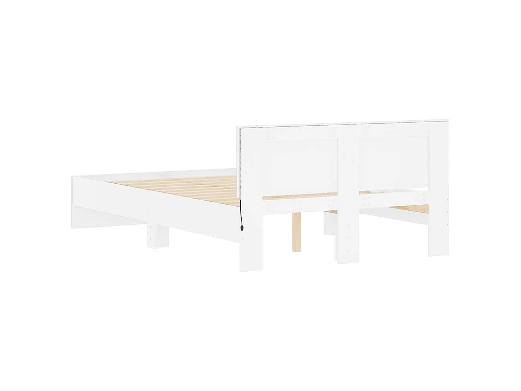 Cadre de lit avec tête de lit et LED blanc 140x200 cm