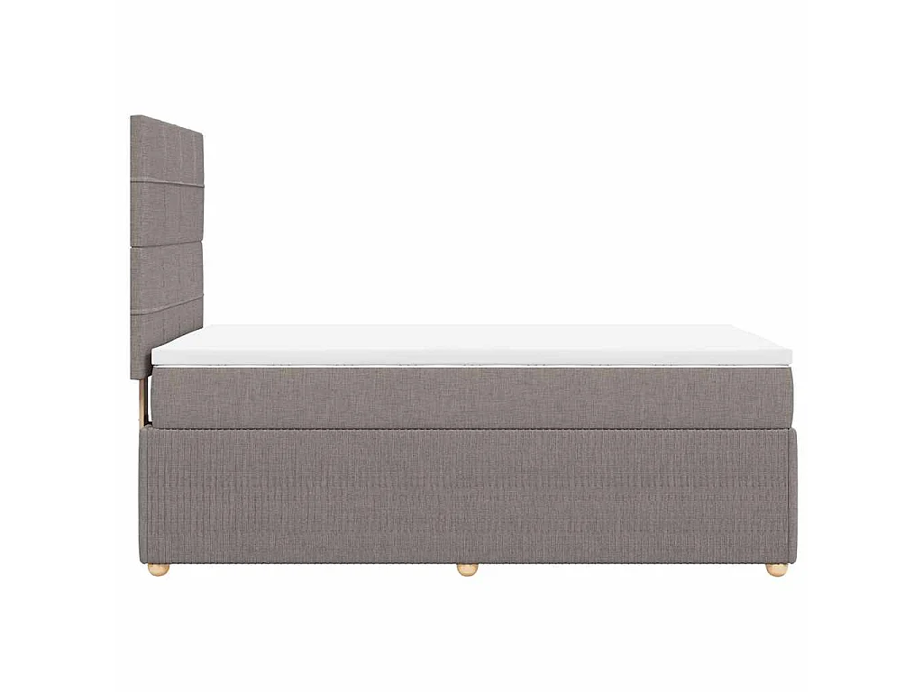 Cama box spring con colchón tela gris taupe 90x200 cm