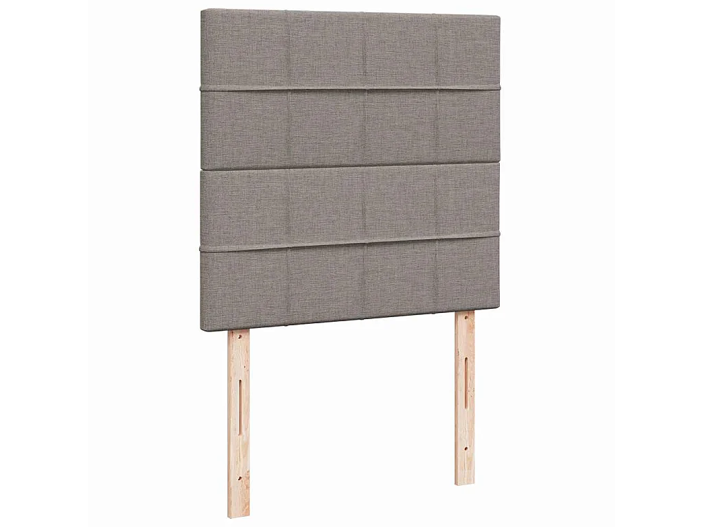 Cama box spring con colchón tela gris taupe 90x200 cm