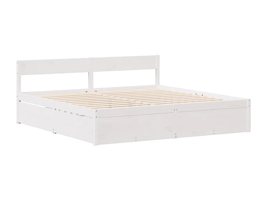 Cadre de lit sans matelas blanc 140x190 cm bois de pin massif
