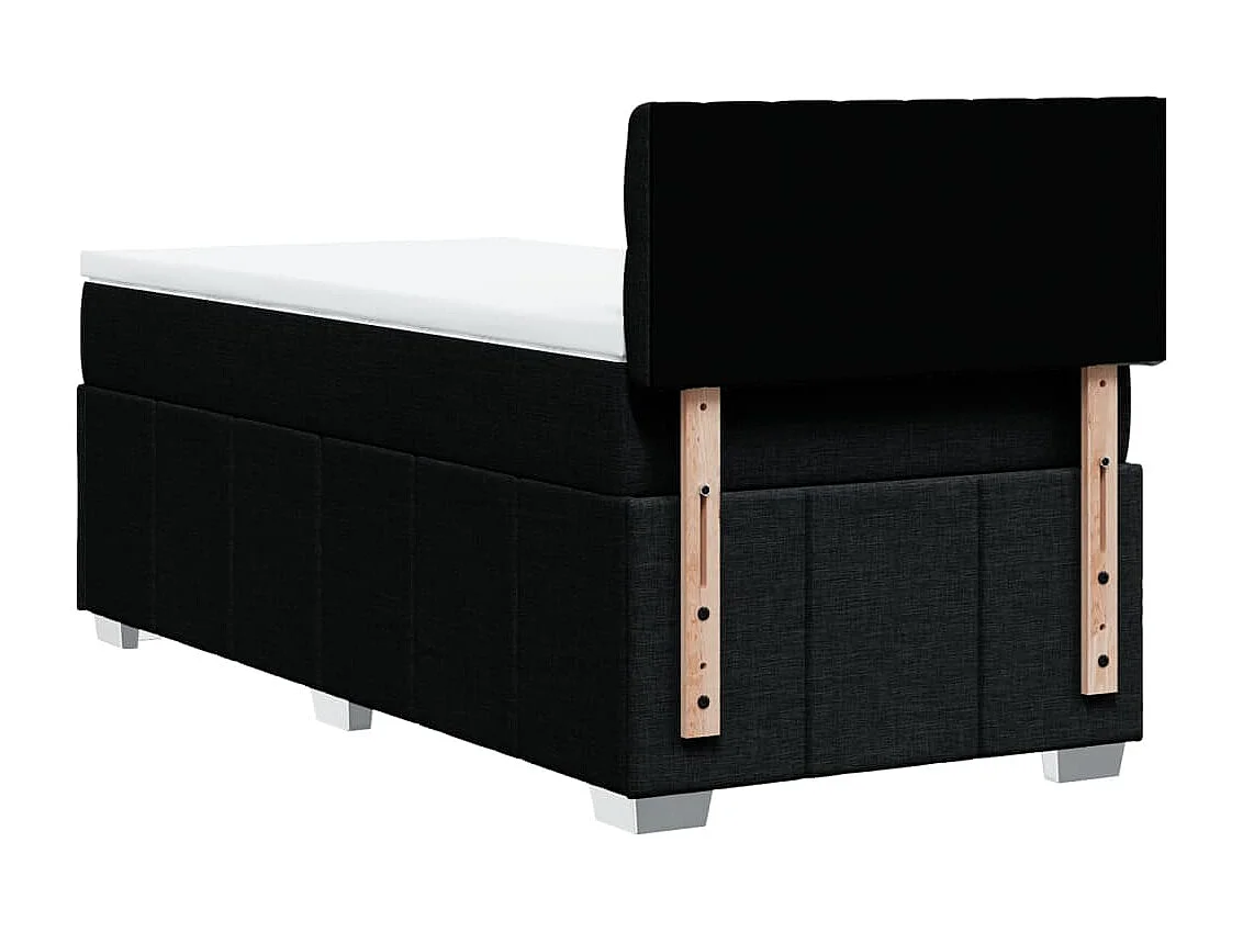 Cama box spring con colchón tela negro 90x200 cm