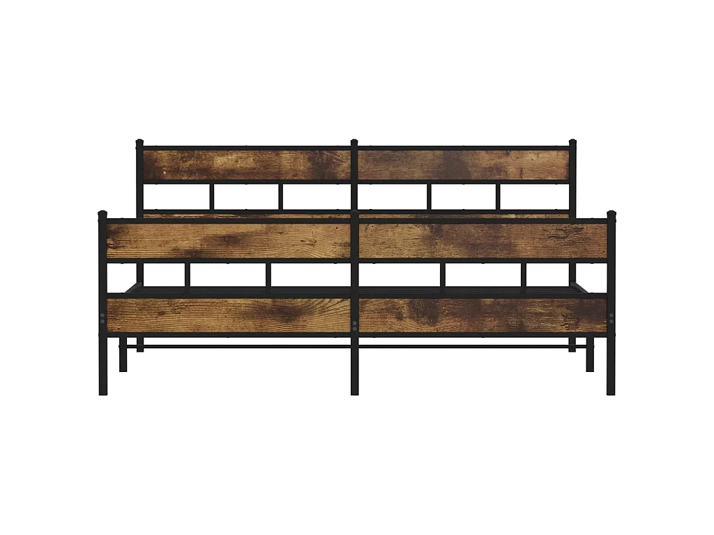 Cadre de lit en métal sans matelas chêne fumé 180x200 cm
