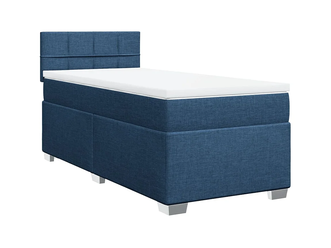 Boxspring met matras stof blauw 90x190 cm