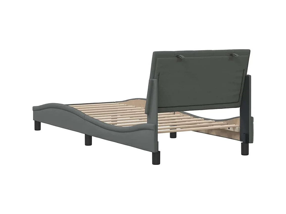 Cadre de lit sans matelas Hanko gris foncé 90x190 cm tissu