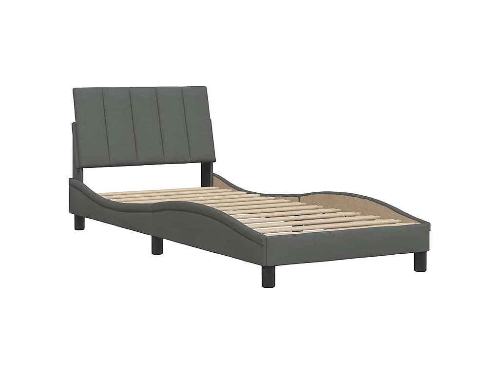 Estrutura de cama sem colchão Hanko 90x190 cm tecido cinzento-escuro
