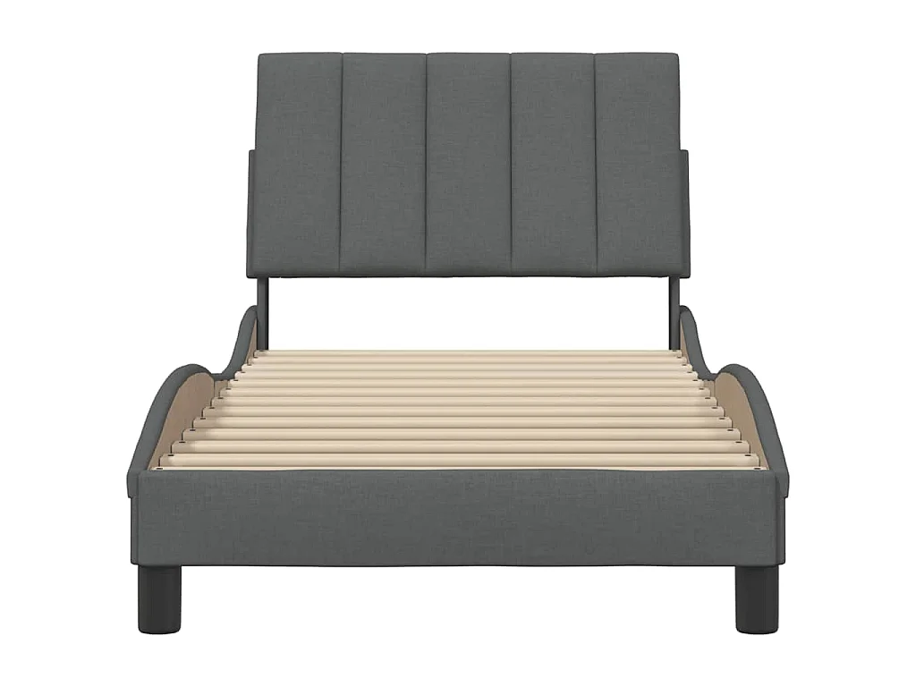 Estrutura de cama sem colchão Hanko 90x190 cm tecido cinzento-escuro