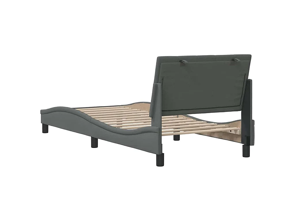 Estrutura de cama sem colchão Hanko 90x190 cm tecido cinzento-escuro