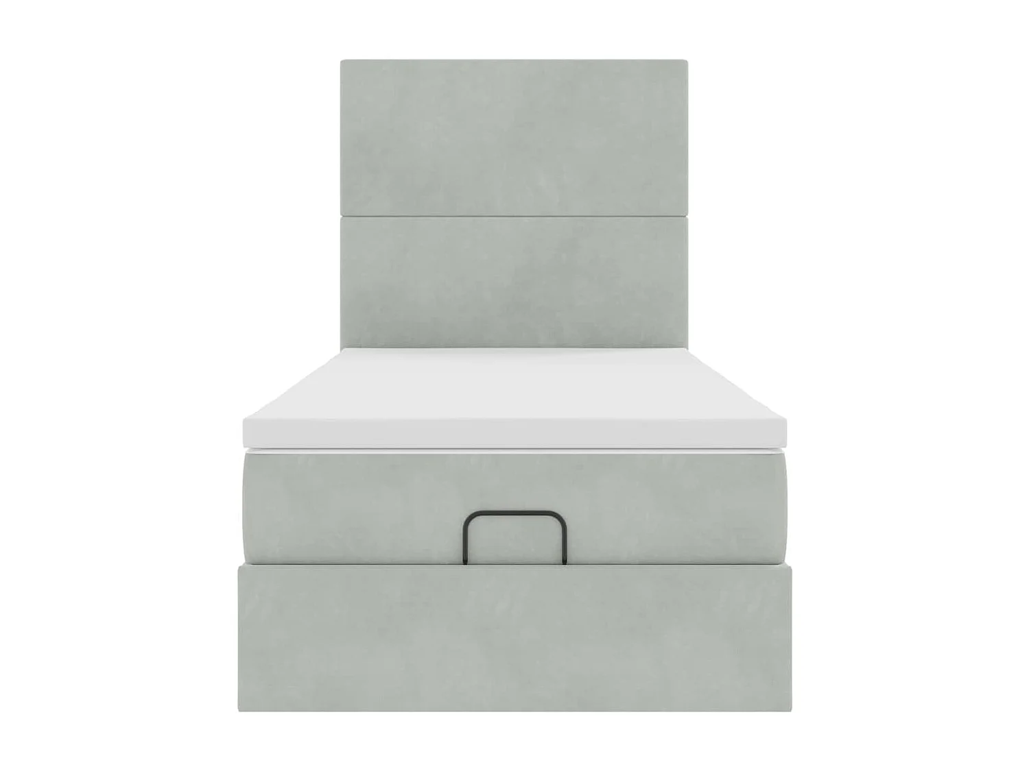 Cadre de lit ottoman et matelas gris clair 90x200 cm velours
