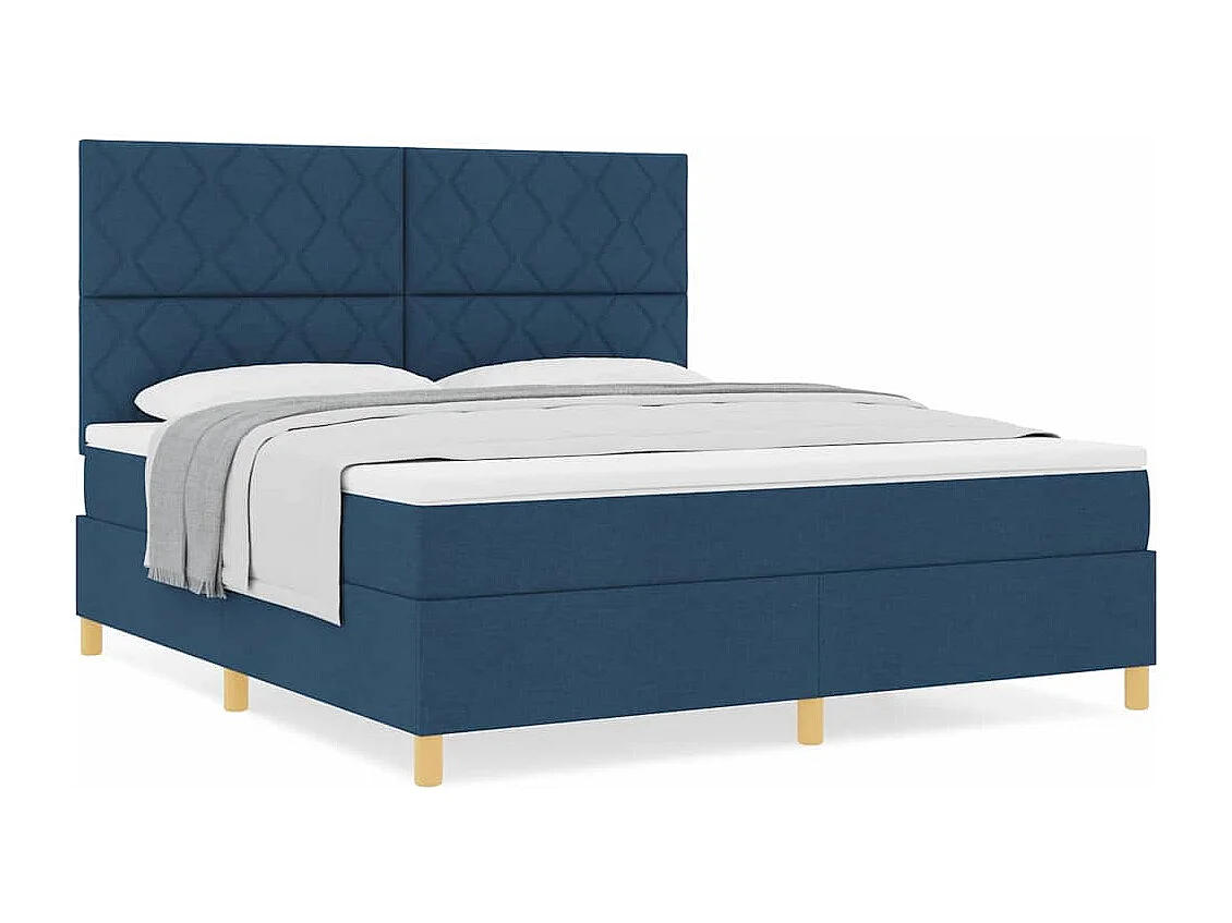 Cama Box com colchão com cabeceira Azul 180 x 200 cm tecido