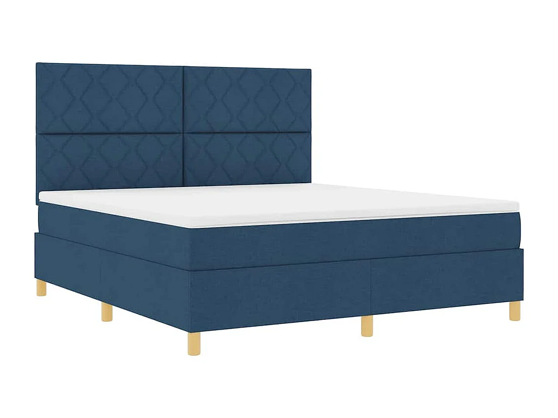 Cama Box com colchão com cabeceira Azul 180 x 200 cm tecido