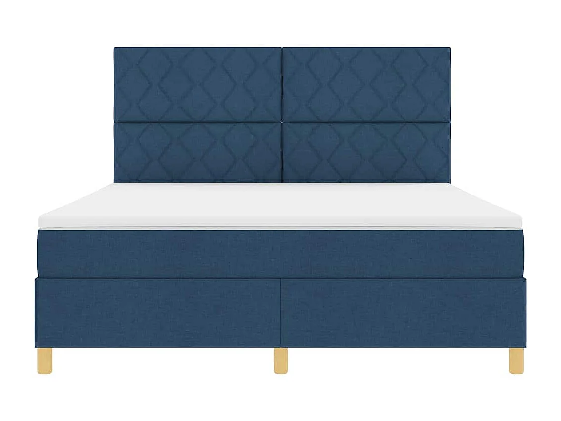 Cama Box com colchão com cabeceira Azul 180 x 200 cm tecido
