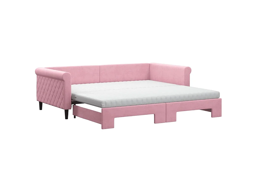 Divano Letto Estraibile con Materassi Rosa 100x200 cm Velluto