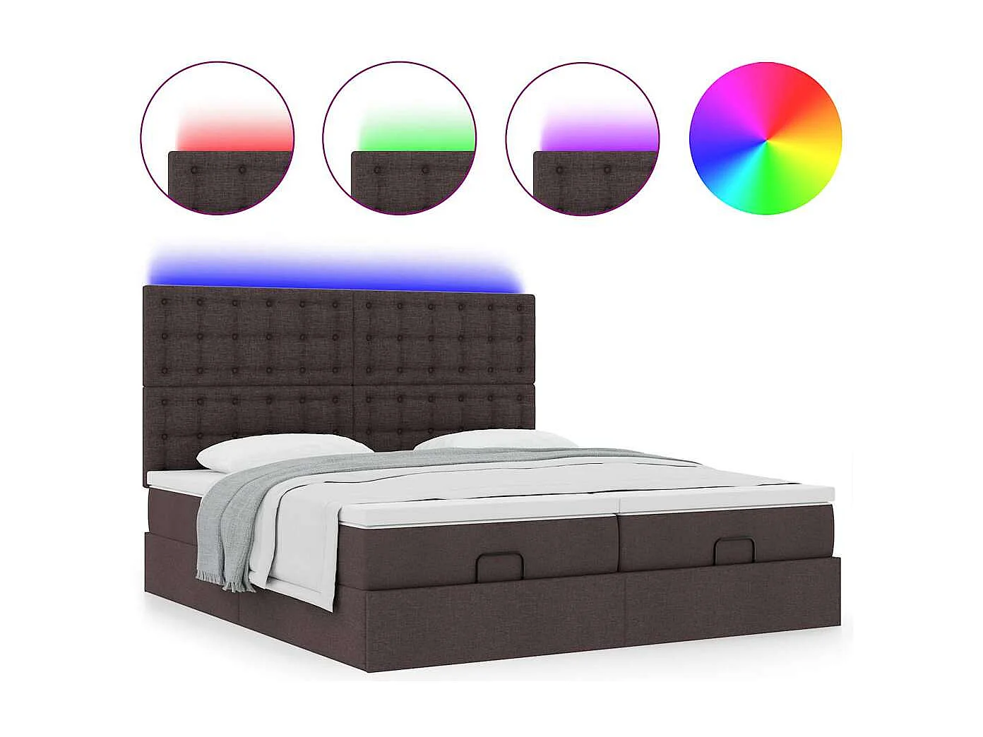 Ottoman bed met matrassen en LED's 160x200cm stof donkerbruin