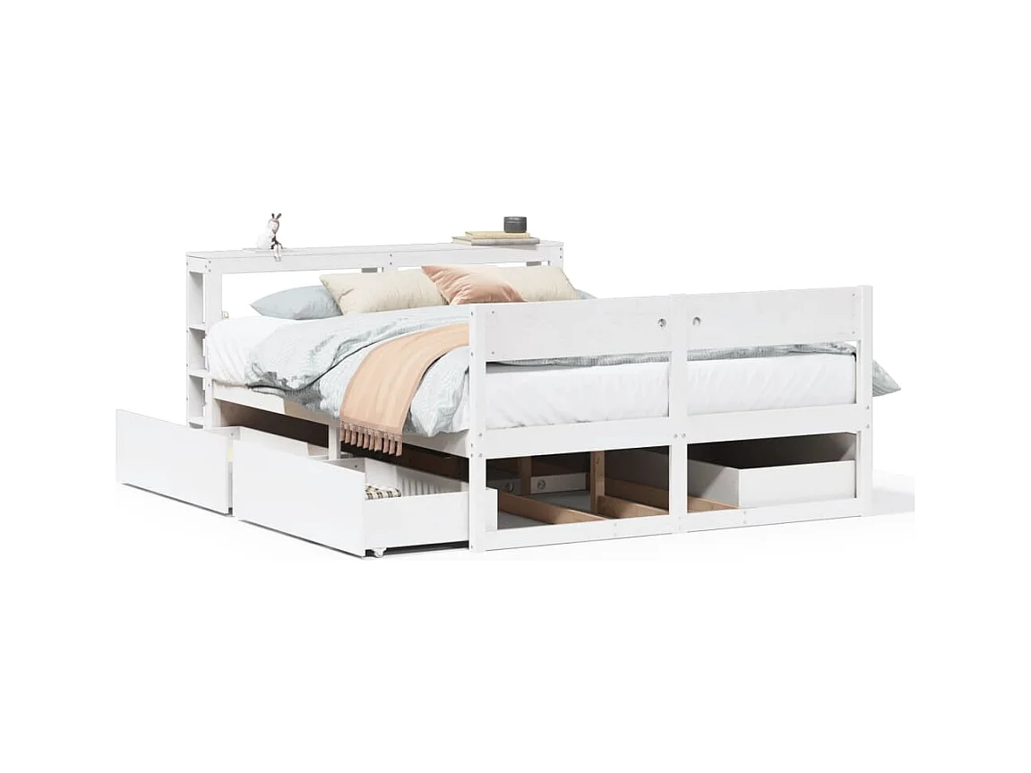 Cadre de lit sans matelas blanc 140x200 cm bois de pin massif
