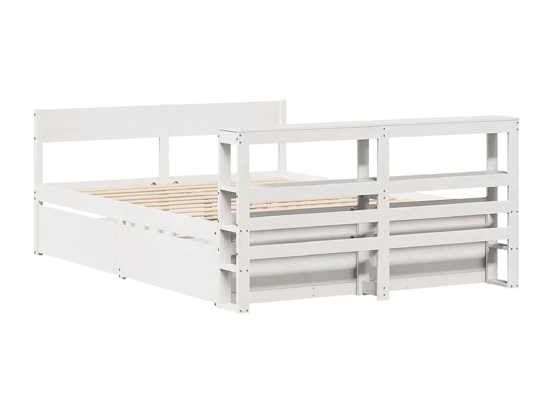 Bedframe zonder matras massief grenenhout wit 140x200 cm