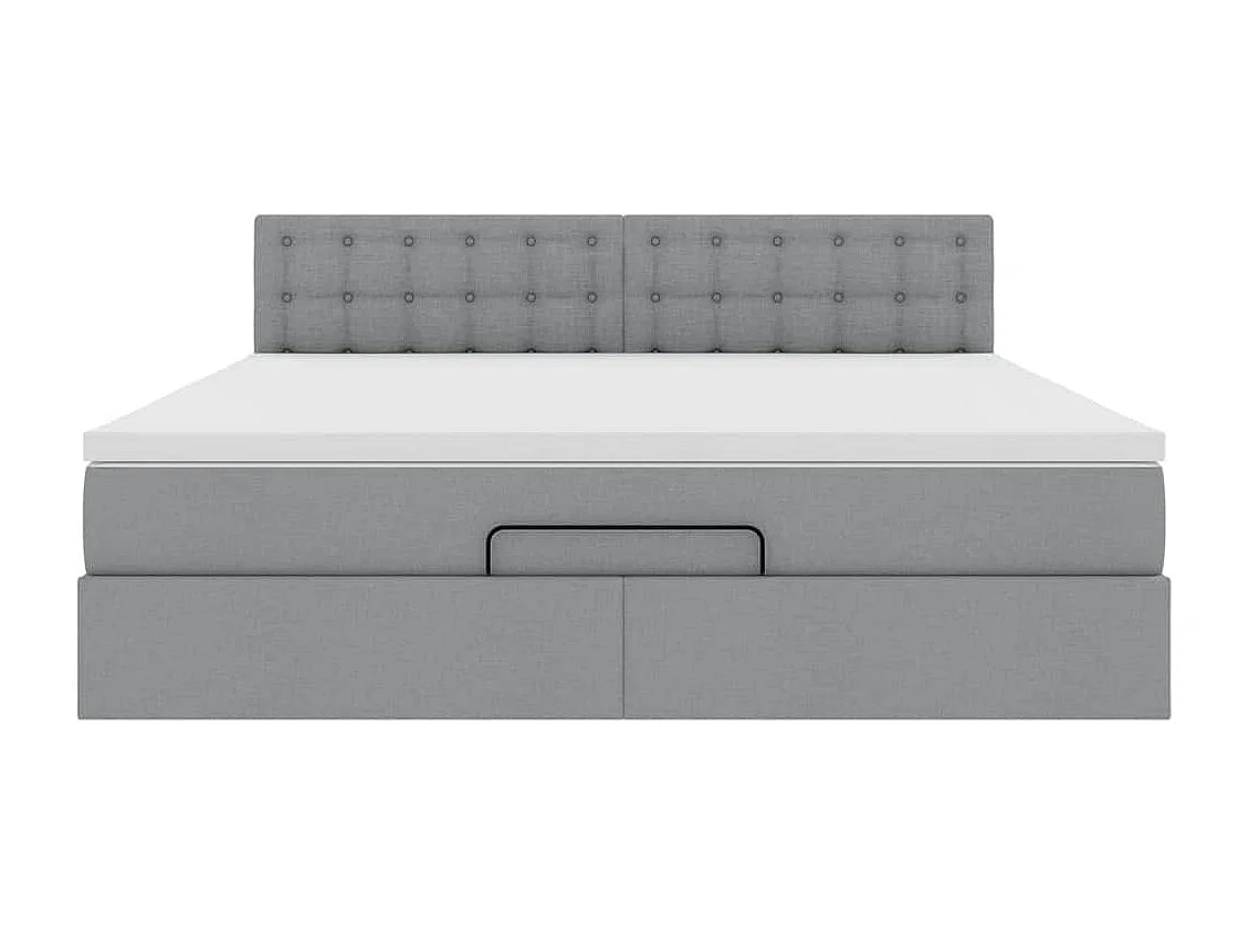 Ottoman-Bett mit Matratze & LEDs Hellgrau 160x200 cm Stoff