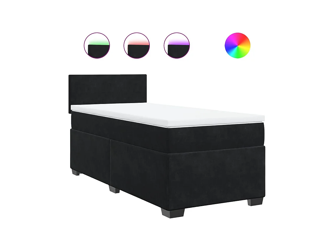 Sommier à lattes de lit avec matelas Noir 90x200 cm Velours