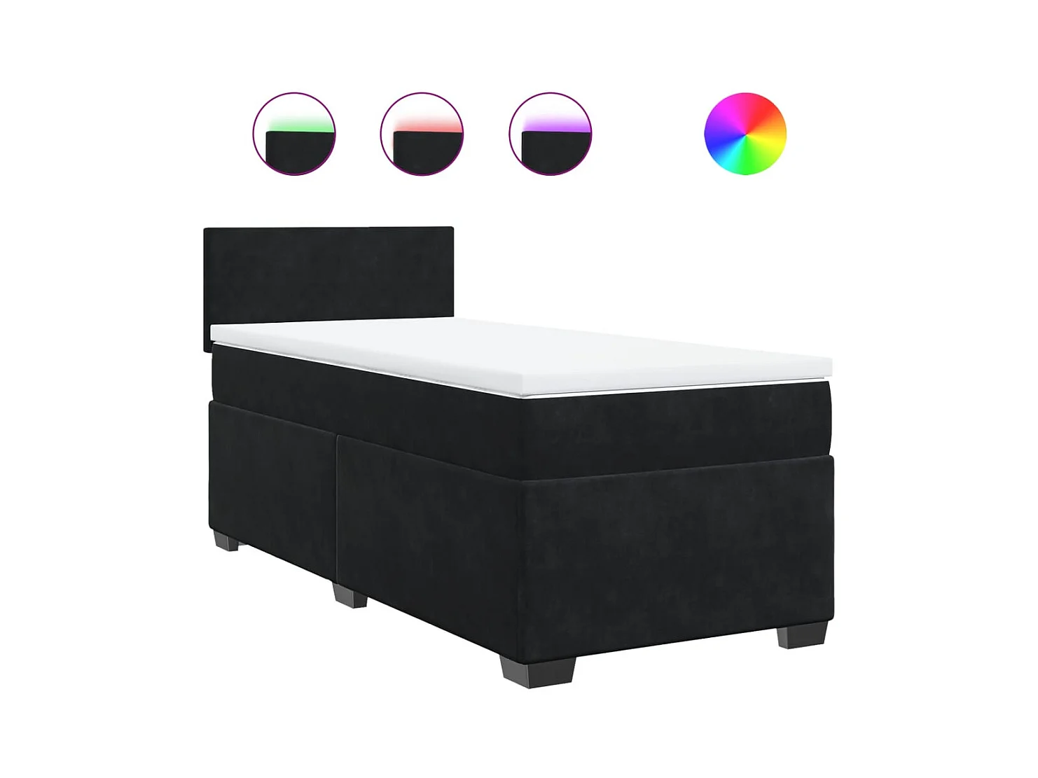 Sommier à lattes de lit avec matelas Noir 90x200 cm Velours